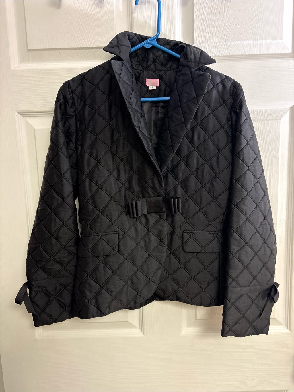 Molly B Black Quilted Bow-Front Puffer Jacket